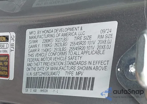 2025 Acura Rdx A-Spec Package z USA, uszkodzony, nr VIN 5J8TC2H65SL004072